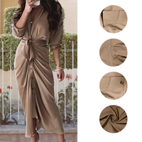 Robe chemise midi plissée pour femme, col rabattu, ceinture à nouer, boutonnée sur le devant, manches longues, pour le quotidien, le bureau ou les tenues décontractées – Vente en gros