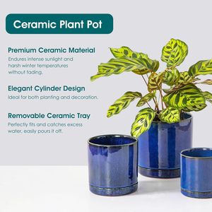 Pots de plantes en céramique durables et écologiques Vancasso, 3 pièces, avec trous de drainage pour une utilisation en intérieur - Plantes succulentes, Pothos, plantes serpent et plus encore - Product Image 5