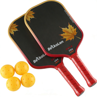 Set Raket Pickleball OEM 2 Buah dari Serat Karbon Toray T700 Thermoformed yang Disetujui USAPA dengan Bola