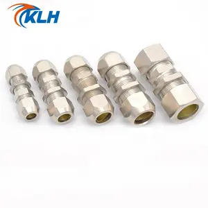 Straight Push Brass oil Pipe Fitting 4 6 8 10 12 14 16mm OD Tube Compression Ferrule Tube Compression Fitting Connector