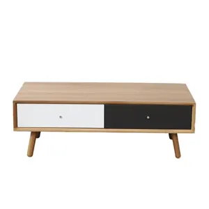 Venta al por mayor pequeña mesa de café gris-Mesa de centro nórdica pequeña con gabinete, mueble moderno de madera sólida gris, para sala de estar, nuevos productos