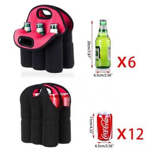 6 Pack <b>Bottle</b> Can <b>Carrier</b> Neoprene Insulated 15L Capacity Beer Can <b>Bottle</b> Cup Holder Zipper Closure Tote Bag - Product Image 3