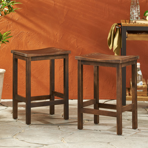 Tabouret de bar pliable en bois d'acacia pour l'extérieur, hauteur comptoir, ensemble de 2 places, ensemble de 2, finition brun acajou - Product Image 2