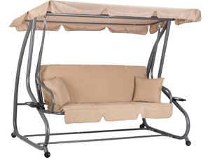 モダンな屋外パティオ3人乗りガーデンスイングベッドスイング調整可能ルーフ2カップホルダーポーチプールサイド裏庭用 - Product Image 3