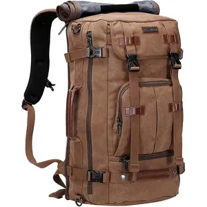 กระเป๋าเป้ผ้าใบสำหรับผู้ชาย,กระเป๋าเป้ใส่แล็ปท็อปขนาดใหญ่กระเป๋าสะพายหลังผ้าใบแคนวาสเป้เดินทางแนววินเทจ