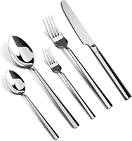 Ensemble de couverts en acier inoxydable 304, manche carré, couteau, fourchette, cuillère, pour hôtel, restaurant, restauration