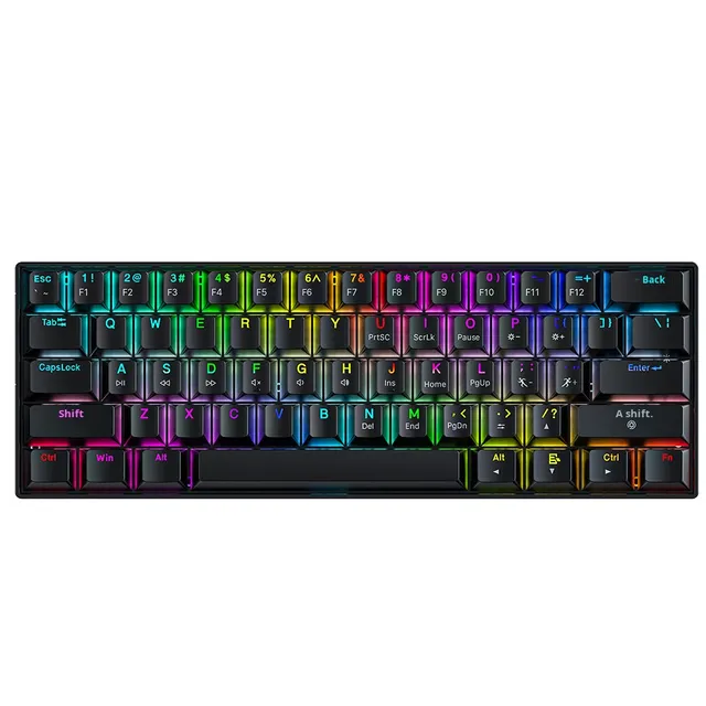 For Three-mode Waterproof Mechanical Keyboard 61 Keys RGB Backlit Hot-Swappable Tea Axis Gaming Wireless Game Keyboard Hot