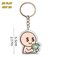 Porte-clés en acrylique transparent double face Dollar Eyes Money Hands, motif dessin animé pour les amateurs de monnaie, pour clés, sacs, sacs à dos