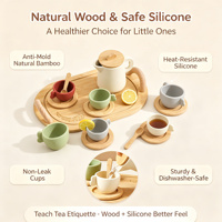 Jouet de cuisine éducatif en bois pour filles de 5 à 7 ans - Ensemble de jeu de cuisine simulée avec outils de modelage