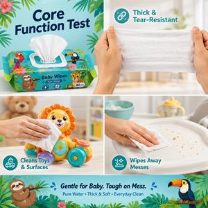 Vente en gros de lingettes pour bébé de qualité supérieure, 99 % d'eau purifiée, avec couvercle, 80 lingettes, design style forêt tropicale <span class=keywords><strong>Amazon</strong></span> - Product Image 3