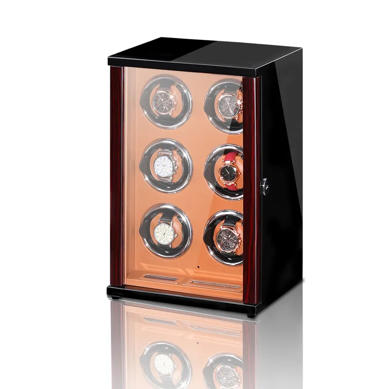 Fashion Luxury Wooden Box Mabuchi Motor Led LCD Automatic Watch Winders for 6 Automatic Watches