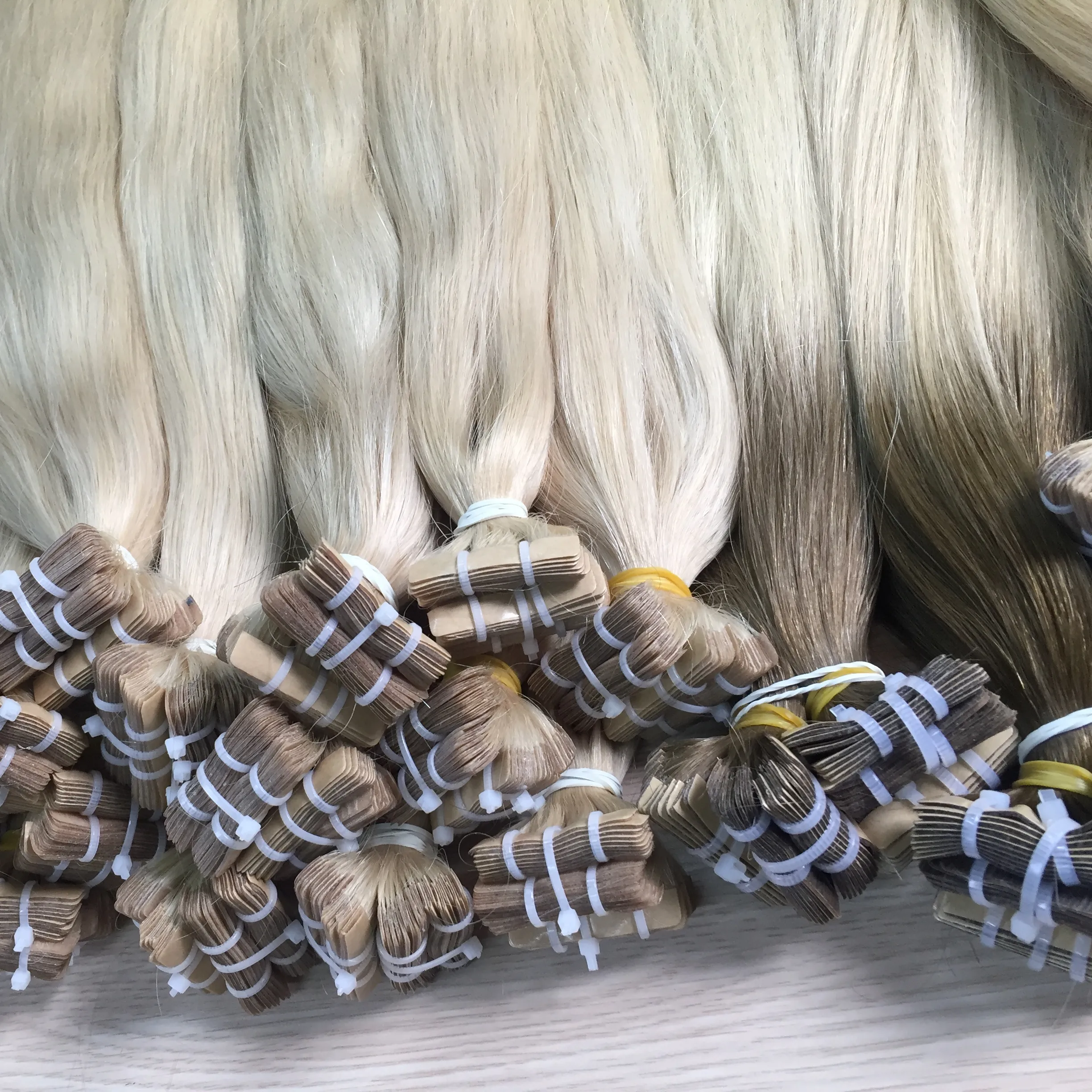 Top quality tape hair extensions double drawn russian haar extensions hair ribbon glue with wholesale price