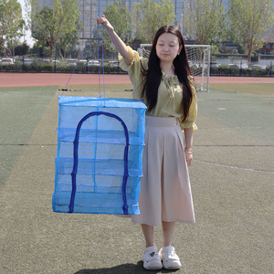 Jaula de secado al sol plegable HDPE Net 3 capas frutas y verduras prevenir mosquitos jaula 40*40*65CM PP bolsa tejida piscicultura azul - Product Image 6