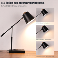 Lampe de table LED en métal style ferme, commande tactile, chargement sans fil QI, culot E14, lumière chaude (2700K), éclairage pour étude/lecture