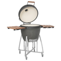 STEEL EGG BBQ Grey21 Inch Céramique Barbecue Fumeur Charbon Grill Barbecue XL Large Kamado Grill 13 à 26inch