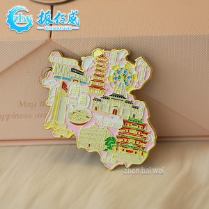 Spilla Magnetica 3D in Lega Smaltata Morbida con Mappa della Città, Personalizzabile con Animali Cartoon e Attrazioni Turistiche, Souvenir in Oro/<span class=keywords><strong>Argento</strong></span>/Nero - Product Image 4