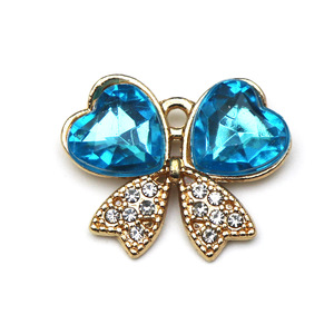 Colorful Heart-Shaped Rhinestone Butterfly Charms Zinc Alloy Pendant For Necklace Keychain Bag Jewelry Unisex <b>Gift</b> Accessory - Product Image 5