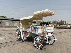 Calèche blanche de haute qualité, style rétro, style oriental, calèche à chevaux, transport spécial - Product Image 4