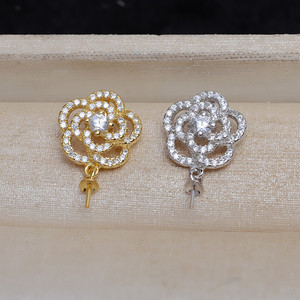 Pendentif en argent S925 fait main, support d'accessoires DIY avec motif rose et tête, support vide pour 10-15 perles, apprêts de bijouterie 4431 - Product Image 2