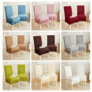 Housses de chaise de salle à manger extensibles à volants, imperméables, avec jupe, en seersucker, lavables, douces, pour protéger les sièges - Product Image 4