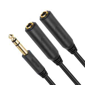 Venta al por mayor personalizado chapado en oro 6,35mm <span class=keywords><strong>Mono</strong></span> TS <span class=keywords><strong>1</strong></span>/<span class=keywords><strong>4</strong></span> "macho a doble hembra <span class=keywords><strong>1</strong></span>/<span class=keywords><strong>4</strong></span>" divisor de Audio Y Cable para amplificador altavoz guitarra - Product Image 2