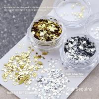 Paillettes a Stella Dorate in PET, Fiocchi Glitterati Olografici per Nail Art, Artigianato in Silicone, Decorazione Fai-da-Te per Tumbler in Resina Epossidica