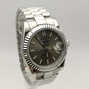 Montre mécanique automatique pour homme de haute qualité, tendance, de forme ronde, simple, avec cristal saphir SEILOCE NH35, acier inoxydable 904L - Product Image 5