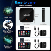 Mini Caja de Video Carplay Android 2+16GB con Aplicaciones de Youtube y Netflix, Adaptador Multimedia Inalámbrico para Auto con Car Play y Android Auto