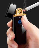 Briquet électrique à capteur tactile double face, en métal, sans flamme, rechargeable, réutilisable, électronique, USB