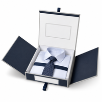 Boîte en carton rigide pour chemises avec structure pliable pour l'emballage de vêtements pour hommes, plateau à ruban magnétique pliable