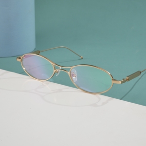 Montures de lunettes ovales en métal tendance Y2K, style minimaliste rétro, petites lunettes dorées, monture optique de luxe, verres sur ordonnance personnalisés - Product Image 3