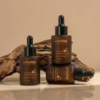Flacon compte-gouttes en verre ambré mat de luxe pour cosmétiques et soins de la peau, 30 ml (1 oz), avec bouchon pompe blanc pour sérum
