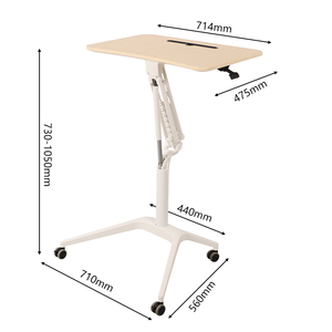 <span class=keywords><strong>Escritorio</strong></span> de pie ergonómico ajustable de una sola pierna neumática blanca Q2A, <span class=keywords><strong>escritorio</strong></span> móvil <span class=keywords><strong>con</strong></span> resorte de Gas <span class=keywords><strong>con</strong></span> <span class=keywords><strong>ruedas</strong></span> - Product Image 2