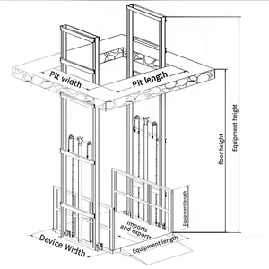 1 Tonnen Frachtenaufzug für Beladung Keller hydraulischer Warenaufzug Warenlager Frachtenaufzug Frachtenaufzug