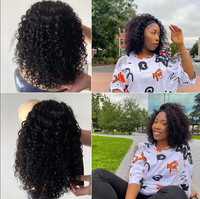 Perruque Bandeau Cheveux Crépus Frisés Cheveux Humains Remy Vierge Perruque Carrée Sans Colle Sans Adhésif pour Femmes Noires Cheveux Entièrement Faits à la Machine