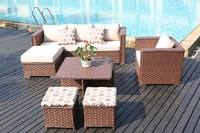 Modernes 8-Sitzer Komfortables Tragbares Outdoor-Ess-Set Langlebiges Rattan Villa Garten-Sofa Terrassentisch Verstellbar für Draußen