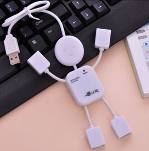 DHL 100Pcs/Lot Cute 4 Port <strong>Hub</strong> High-Speed <strong>USB</strong> Humanoid Splitter Cable Adapter for Laptop PC - Product Image 3