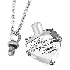 Always on My Mind Forever in My Heart Heart Cremation Urn Necklace for Ashes Urn Jewelry Memorial Pendant