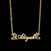 Collier personnalisé avec nom, simple, creux, double papillon, lettre, plaqué or, lien en acier inoxydable, style hip hop, pour femmes et hommes