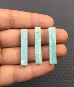 Awesome Quality 3 Pieces Natural Amazonite Gemstone Smooth Pencil Shape Briolette Beads Making Necklace Earring - Product Image 3