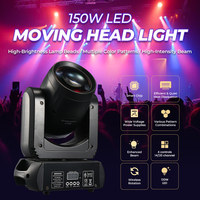 Yunqi Mini Beam 150W Luz LED de Cabeza Móvil 12 Canales DMX Activación por Sonido RGBW IP33 18 Prismas 6000K para Discoteca DJ Fiesta Escenario Club Nocturno