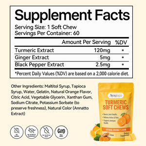 Formule OEM Soutien Quotidien au Bien-être Saveur Naturelle Sans Gluten Curcuma Bouchées Tendres Faciles à Mâcher Complément Alimentaire pour Adultes - Product Image 2