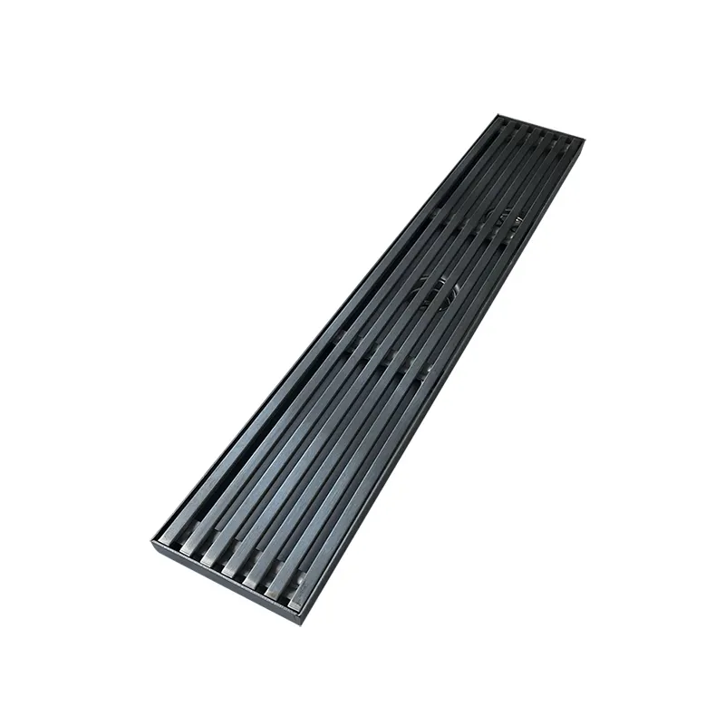 High quality stainless steel matte black shower linear floor drain