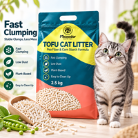 Litière pour chat au thé vert et au tofu, vente en gros, 2,5 kg, emballage sous vide, agglomération rapide, faible teneur en poussière, jetable aux toilettes, marque privée Micoodor