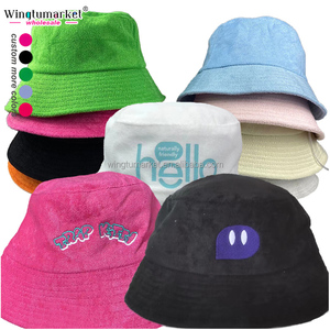 Chapeau Bob en Tissu Éponge Couleur Unie, Doux comme une Serviette, Chapeau <span class=keywords><strong>de</strong></span> Soleil d'Été pour la Plage, Casquette <span class=keywords><strong>de</strong></span> Pêcheur avec Logo Brodé Personnalisé - Product Image 2