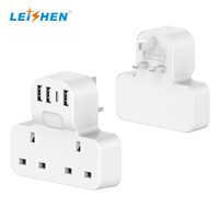 Prises et interrupteurs électriques, adaptateur de voyage du Royaume-Uni vers l'UE |   Multiprise avec 3 prises 3 pôles et 4 ports de charge USB (3A+1C)