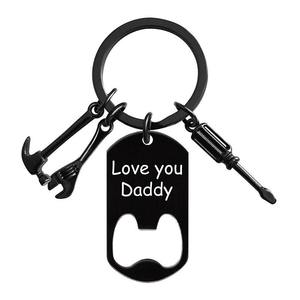 Regalos transfronterizos del Día del Padre de Qinbai: abrebotellas grabado múltiple, accesorios de herramientas para papá, llaveros de acero inoxidable - Product Image 3
