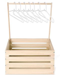 Présentoir de Comptoir en <span class=keywords><strong>Bois</strong></span> Naturel avec Tringle de Suspension, Boîte de Rangement en <span class=keywords><strong>Bois</strong></span> pour Foulards, Vêtements de Bébé, Ceintures – Organisateur de Vitrine pour la Vente au Détail - Product Image 1