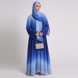 Cardigans longs pour femmes Sharut, robe de soirée dégradée élégante, abaya ombrée, robe <span class=keywords><strong>hijab</strong></span>, robe musulmane, <span class=keywords><strong>vêtements</strong></span> de Dubaï - Product Image 2
