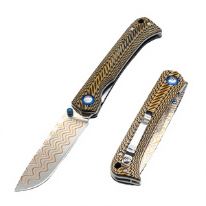 Cuchillo Plegable de Bolsillo EDC de Grado Industrial THEWIZ CRAFTS Premium, Hoja de Damasco de Cobre de 3.2 Pulgadas, Punta de Gota, 115g, Mango Duradero de G10 - Product Image 2